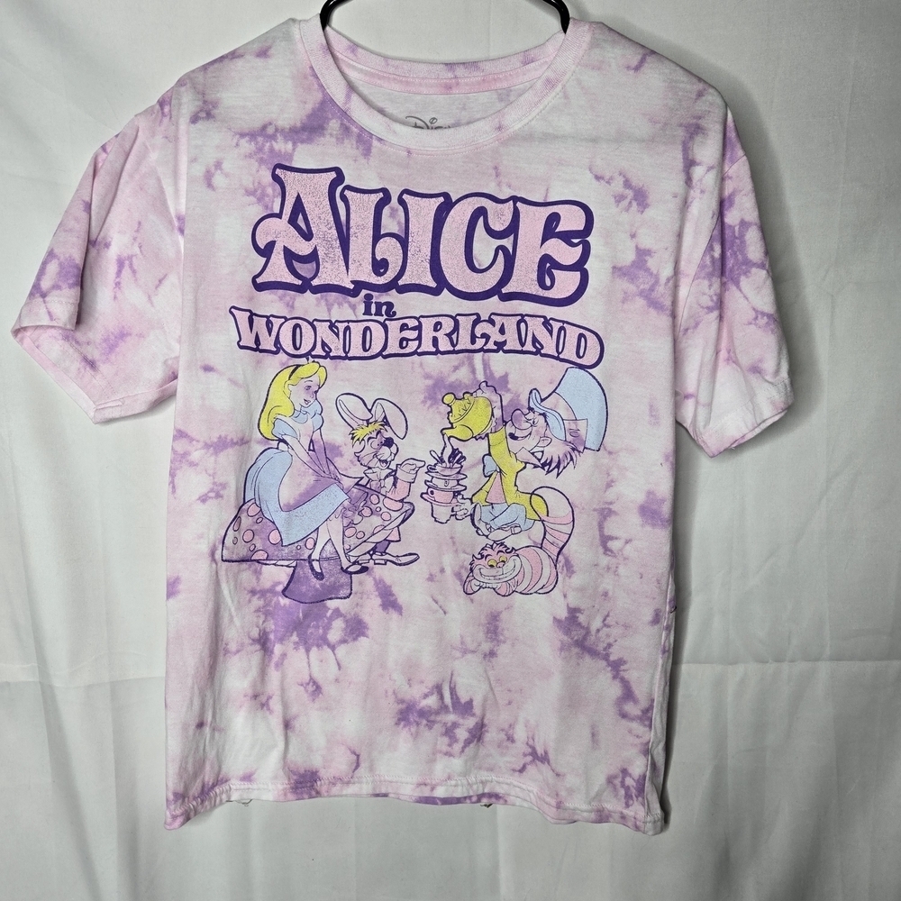 Disney Alice in Wonderland Kids T-Shirt - Pink and Purple Tie-Dye - Picture 1 of 3